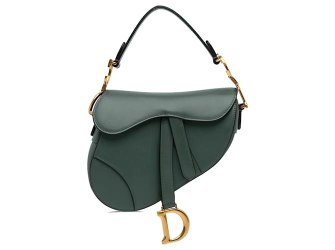 Bolso Saddle de cuero verde Dior Becerro  ref.1234243