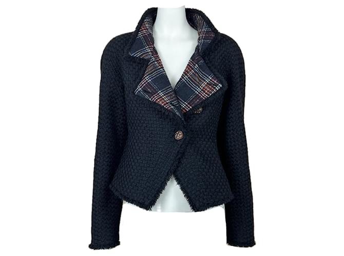 Chanel Nova Paris / Edimburgo casaco de tweed preto  ref.1234377