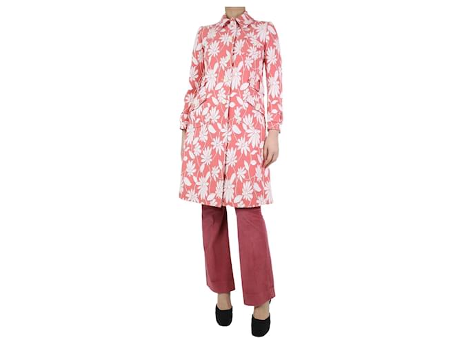 Miu Miu Pink floral embroidered coat - size UK 10 Polyamide  ref.1234429