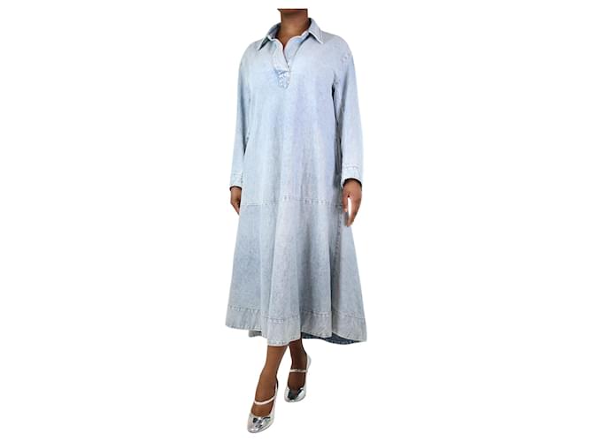 Khaite Robe longue en denim à empiècements Franka bleue - taille L Coton  ref.1234438