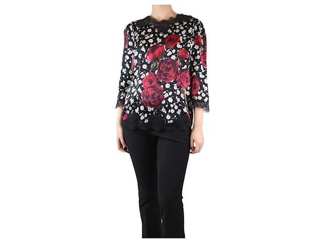 Dolce & Gabbana Multicoloured floral printed silk top - size UK 14 Multiple colors  ref.1234445