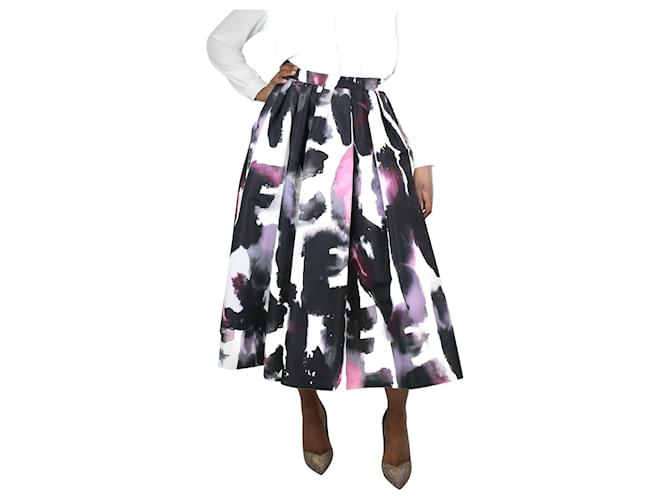 Alexander Mcqueen Multicoloured printed pleated midi skirt - size UK 12 Multiple colors Polyester  ref.1234446