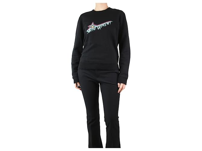 Saint Laurent Black graphic print sweatshirt - size S Cotton  ref.1234447