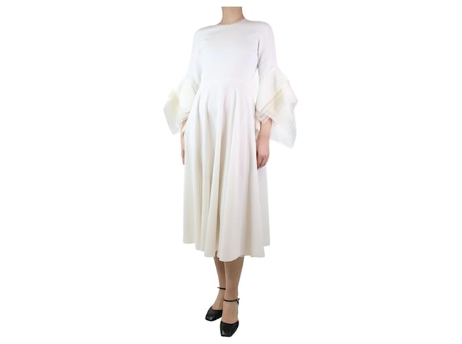 Roksanda Vestido midi de crepé de seda blanco con ribetes de organza - talla UK 8 Poliéster  ref.1234452