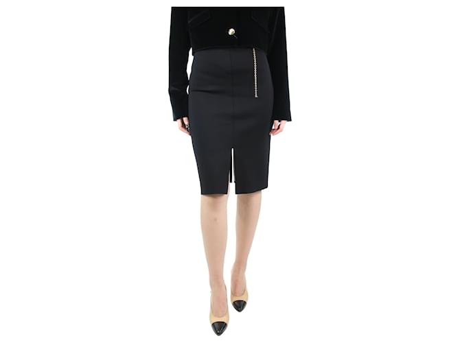 Givenchy Black fitted pencil skirt with gold chain detail - size XS Viscose  ref.1234453