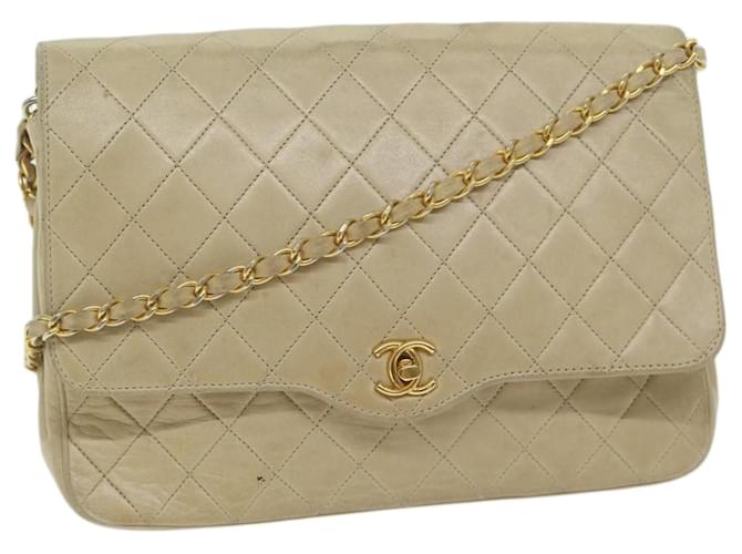 Timeless Chanel Matelassé Bege Couro  ref.1234491