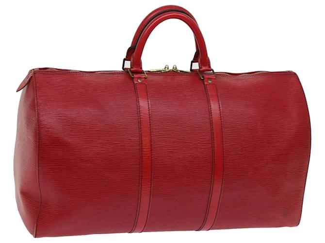 Louis Vuitton Keepall 50 Red Leather  ref.1234635