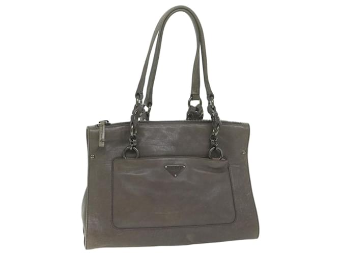 PRADA Shoulder Bag Leather Gray Auth ep3136 Grey  ref.1234671