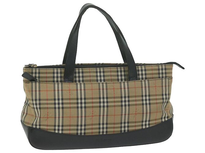 Autre Marque Bolsa Burberrys Nova Check Canvas Bege Auth ep3023