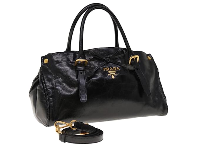 バッグ 00s PRADA leather hand bag Prada Shoulder Bag: Elegant Black Leather