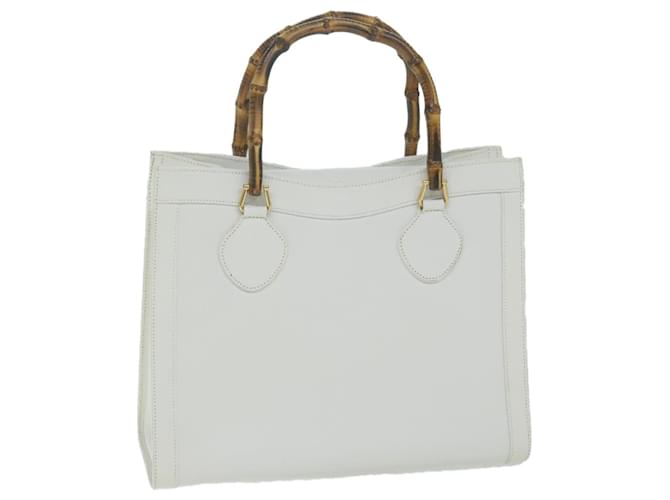 GUCCI Bamboo Hand Bag Leather White 002 0260 2615 Auth ep3064  ref.1234705