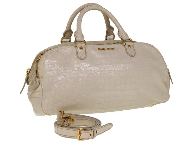 Miu Miu Hand Bag Patent leather 2way White Auth am5440  ref.1234751