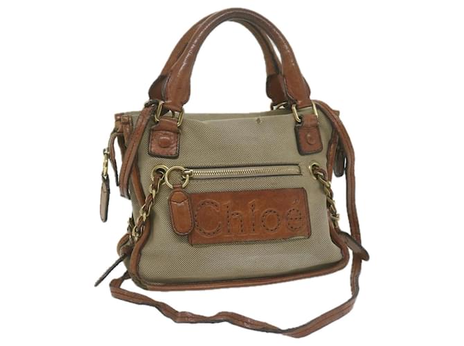 Chloé Chloe Harley Hand Bag Canvas Leather 2way Beige Auth bs11776 Cloth  ref.1234774