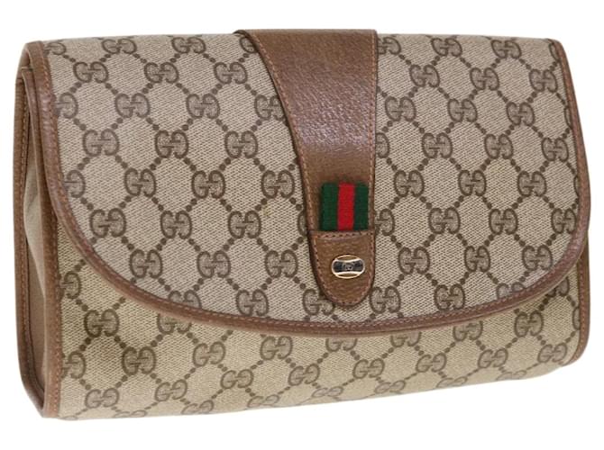 GUCCI GG Supreme Web Sherry Line Clutch Bag Beige Red 89 01 030 Auth ep3070  ref.1234778
