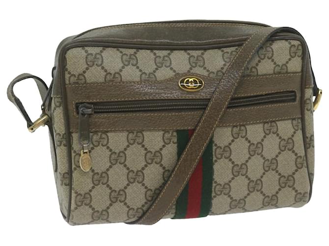 GUCCI GG Supreme Web Sherry Line Shoulder Bag Beige Red Green Auth ep3088  ref.1234780