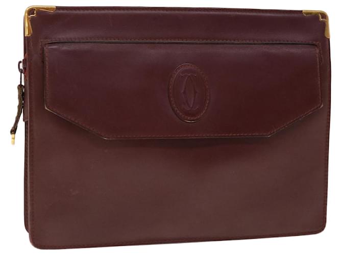CARTIER Clutch Bag Leather Wine Red Auth 63905  ref.1234787