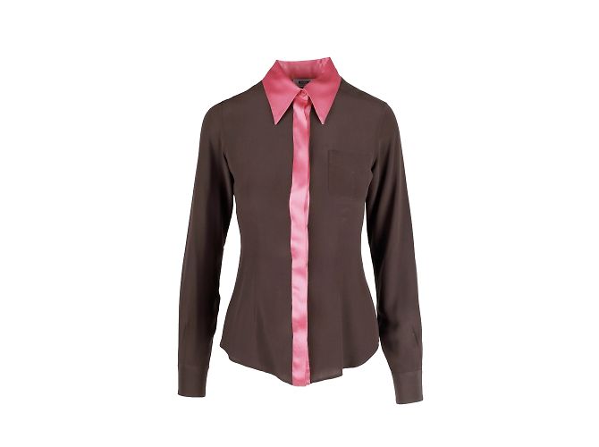Moschino Camicia in seta economica e chic Marrone