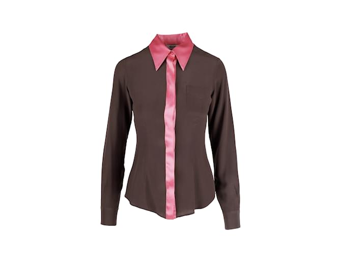 Camisa de seda barata e chique Moschino Marrom  ref.1234844