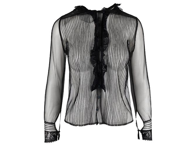 Camicia in pizzo trasparente Red Valentino Nero