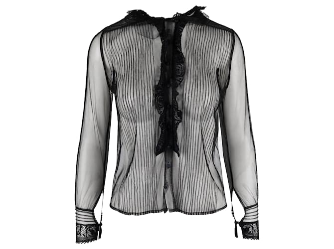 Red Valentino Sheer Lace Shirt Black  ref.1234846