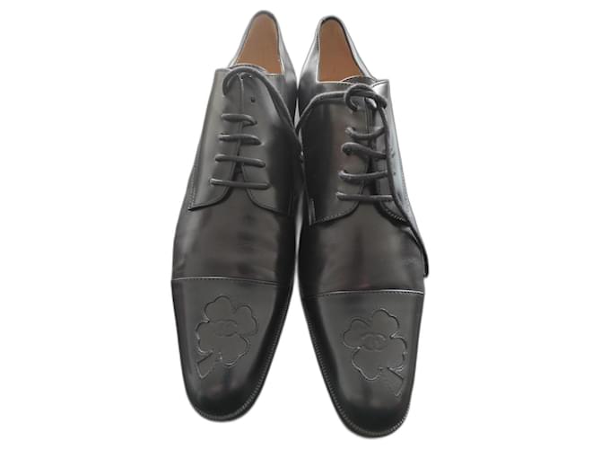 Chanel - Zapatos vintage con cordones Negro Cuero  ref.1234904