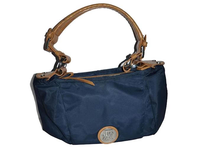 Gianfranco Ferre Vintage Tasche Braun Blau Leinwand  ref.1234957