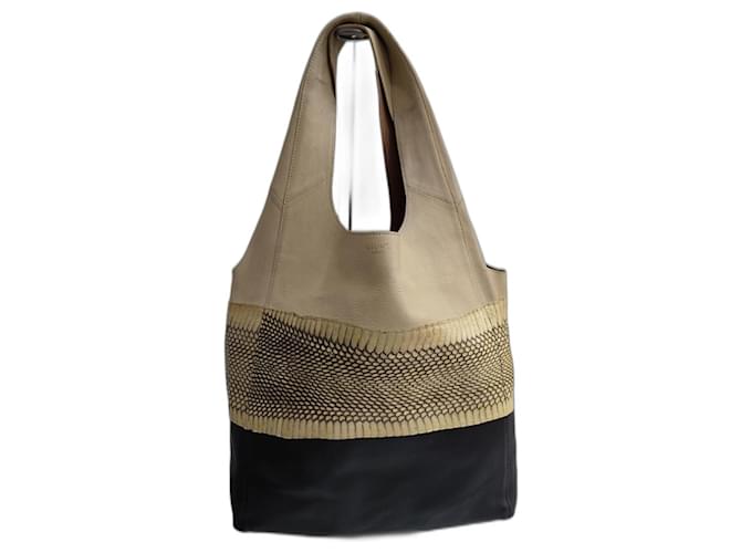 Bolsa Céline preta e bege de couro e python Preto 