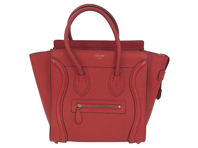 Céline Luggage Veau façon poulain Rouge  ref.1235255