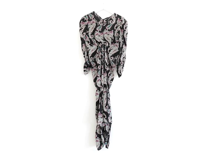 Isabel Marant Albi Dress Paisley Print Black Silk  ref.1235313