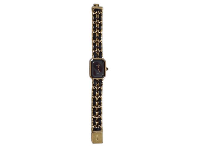 Orologio Chanel Première placcato oro e pelle nera Nero D'oro