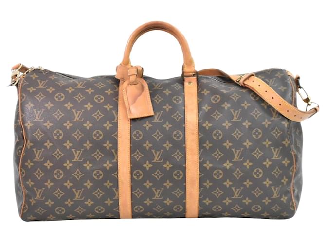 Louis Vuitton Keepall Bandouliere 55 Brown Cloth  ref.1235420