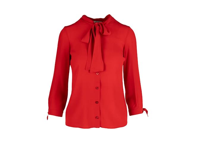 Moschino Cheap and Chic Tie-knot Shirt Red Silk  ref.1235523