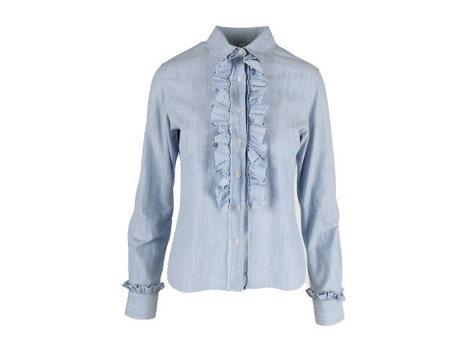 Autre Marque Camicia Gio Moretti con Volant Blu