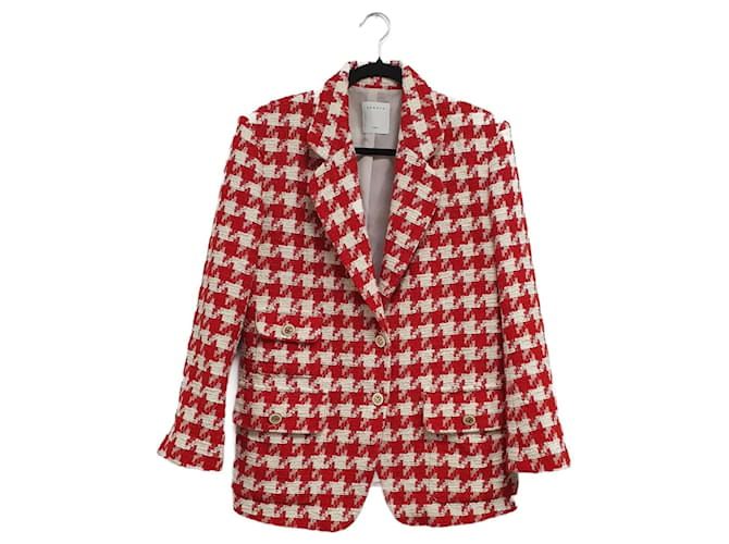 Sandro Jackets White Red Cotton Acrylic  ref.1235782