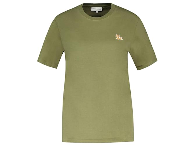 Autre Marque Chillax Fox Patch T-Shirt – Maison Kitsune – Baumwolle – Grün  ref.1235831