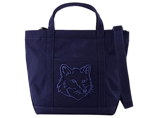 Autre Marque Kleine Einkaufstasche „Fox Head“ – Maison Kitsune – Baumwolle – Blau  ref.1235836
