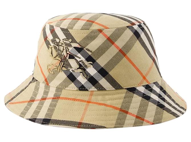 Bias Check Bucket Hat - Burberry - Synthetic - Beige Brown  ref.1235880