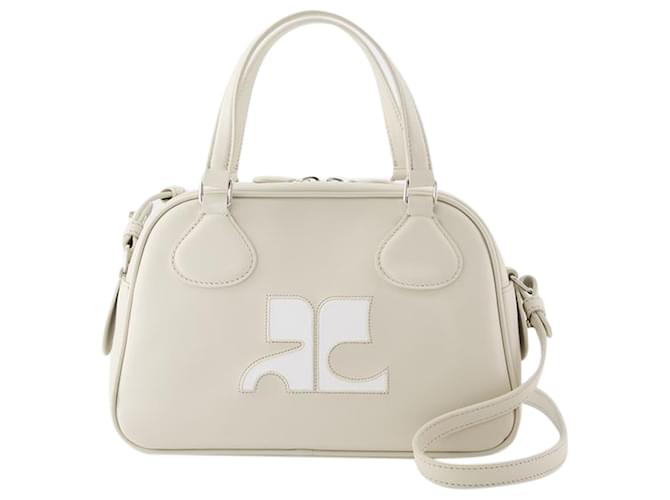 Réedition Bowling Bag - Courreges - Leather - Grey Pony-style calfskin  ref.1235909