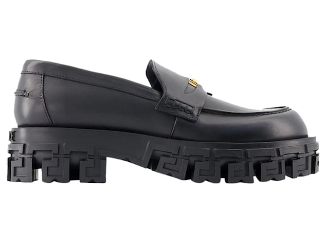 Loafers - Versace - Leather - Black Pony-style calfskin  ref.1235917