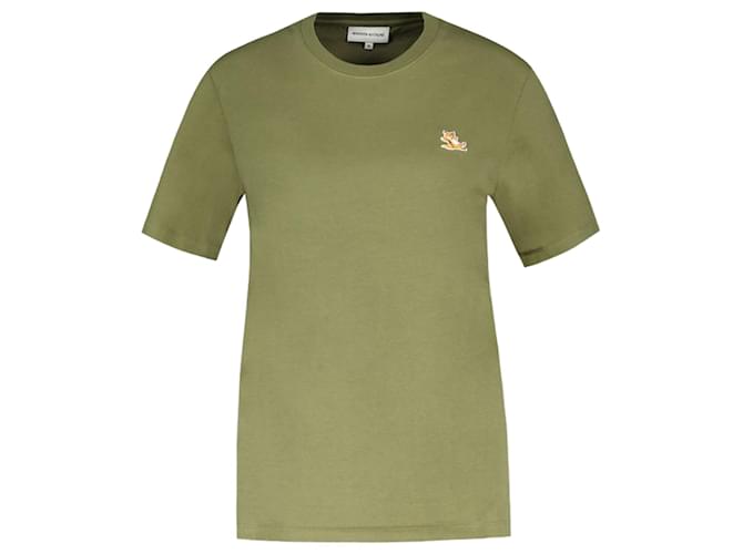 Autre Marque Chillax Fox Patch T-Shirt – Maison Kitsune – Baumwolle – Grün  ref.1235921