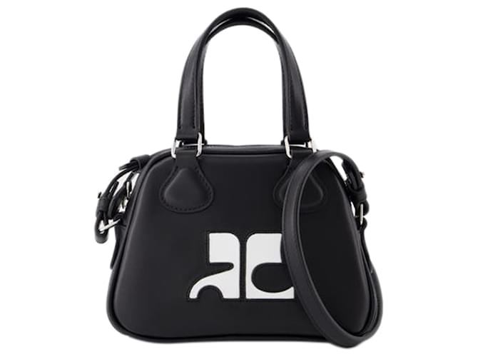Mini Bowling Bag - Courreges - Leather - Black Pony-style calfskin  ref.1236011