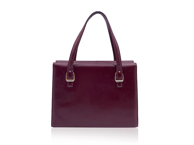 Gucci Vintage Burgundy Leather Stirrup Detail Handbag Satchel Dark red  ref.1236013