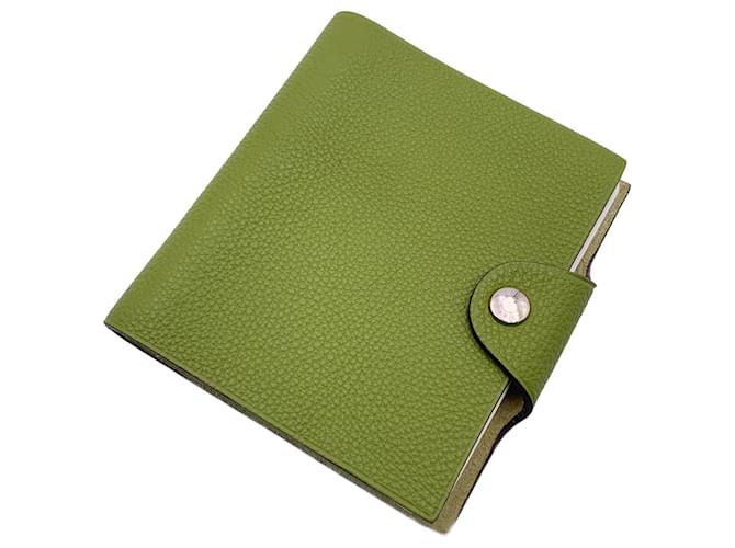 Hermès Hermes Green Togo Ulysse Mini-Notizbuchhülle aus Leder mit Nachfüllung Grün  ref.1236023