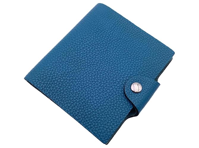Hermès Hermes Bleu Togo Cuir Ulysse Mini Couverture de carnet avec recharge  ref.1236026