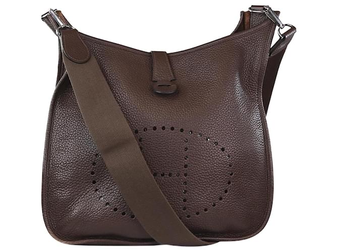 Hermès Brown Evelyne GM 2011 sac porté épaule Clémence Cuir Marron  ref.1236061
