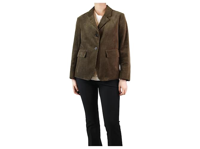 Autre Marque Green corduroy blazer - size UK 8 Cotton  ref.1236063