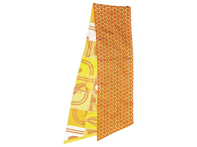 Hermès Orange bedruckter Twilly mit Unordnung – Größe Seide  ref.1236064