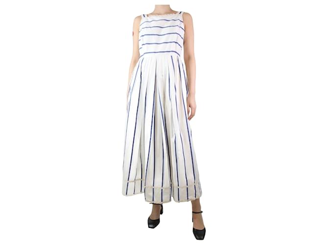 Weekend Max Mara White sleeveless striped midi dress - size UK 12 Cotton  ref.1236066