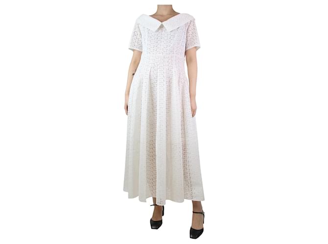 Philosophy Di Alberta Ferretti Robe longue en broderie anglaise blanche - taille UK 12 Polyester  ref.1236067
