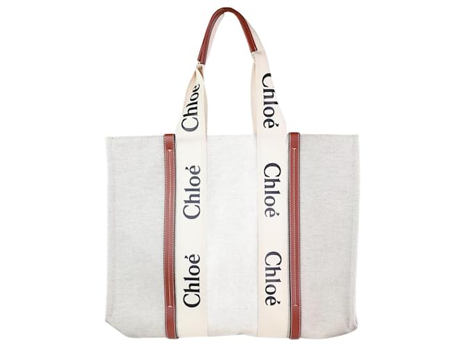 Chloé Neutral large Woody tote bag Cloth  ref.1236072